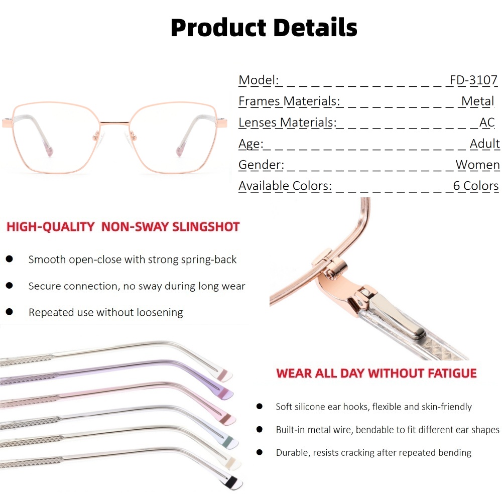 Customization Fashionable Design Metal Optical Glasses Durable Full-rim Eyeglasses Frame With For Daily Wear OEM/ODM