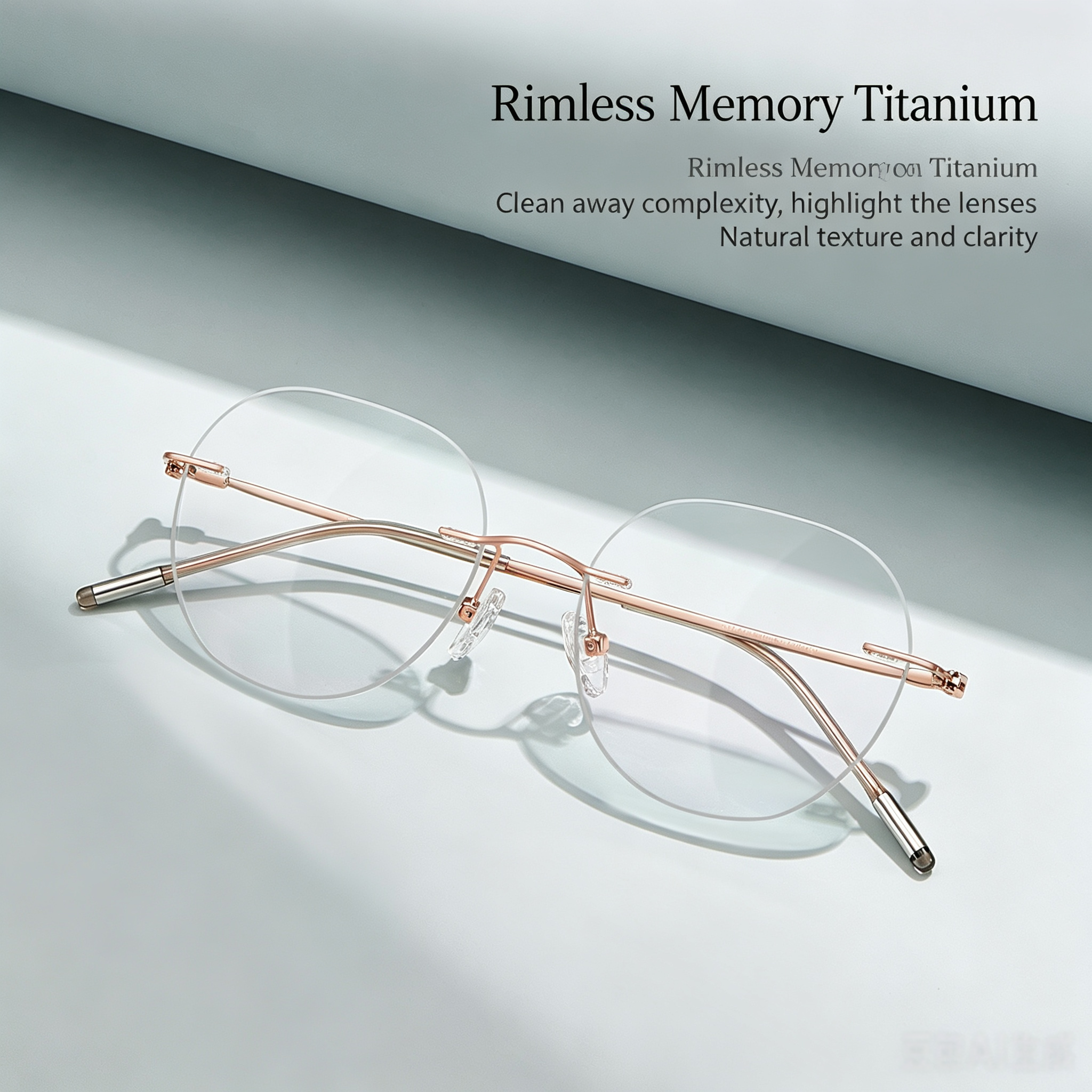 23006Lightweight Durable Shock-absorbing Silicone Nose Pads Mature Elegant Retro Memory Titanium Rimless Eyeglass Frames